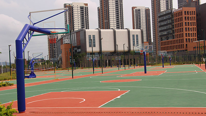 珠海市香洲区金钟小学携手BB电子体育安装埋地独柱篮球架项目完成